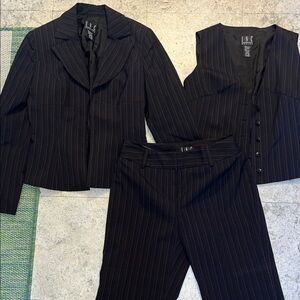 INC International Concepts Women's Black Pinstripe Pants & Jumpsuit Set
